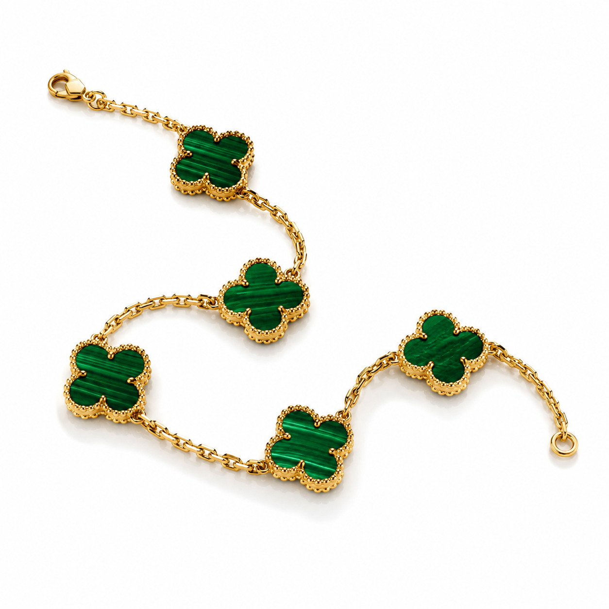 925 Silver,Clover Leaf Bracelet, 18K Gold Plated, 5 Motifs
