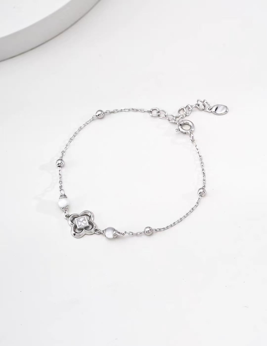 S925 Sterling Silver Vintage Zircon Jewelry Set - Adjustable Necklace & Bracelet