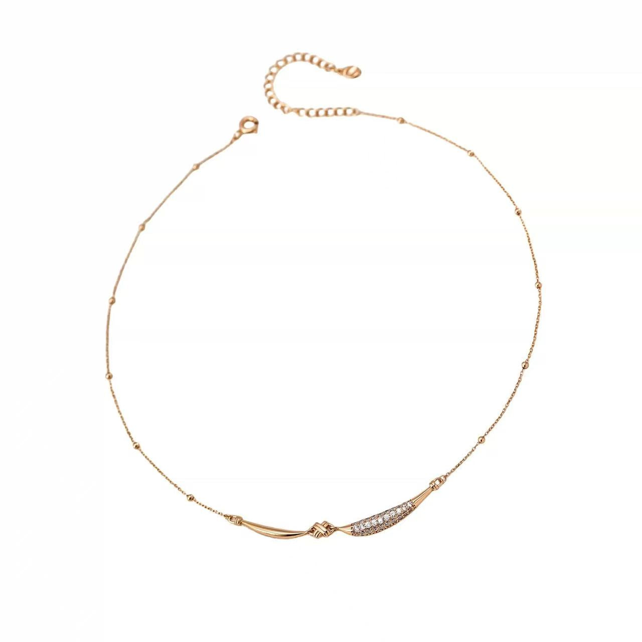 Sunset Bay Gold & Rhinestone Curved Jewelry Set - Necklace & Earrings