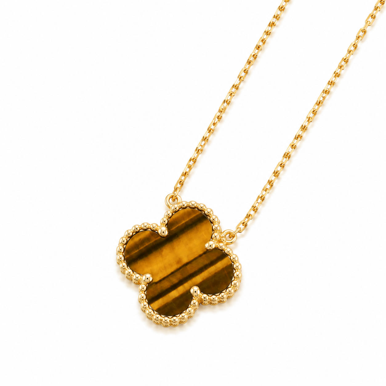 925 Silver, Clover Leaf Necklace, 18K Gold Plated, 1 Motif