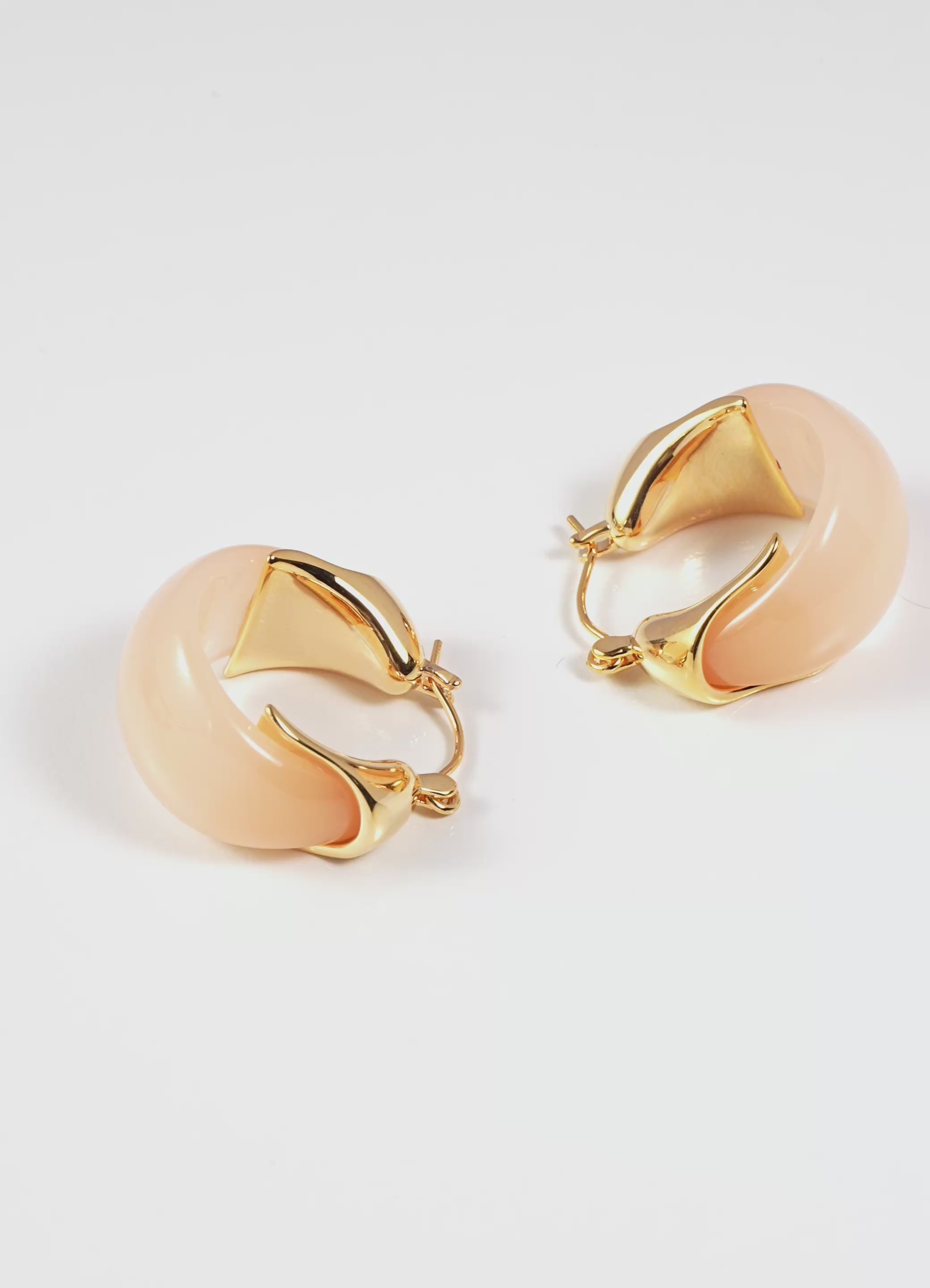 18K Gold-Plated Brass Sculptural Resin Hoop Earrings