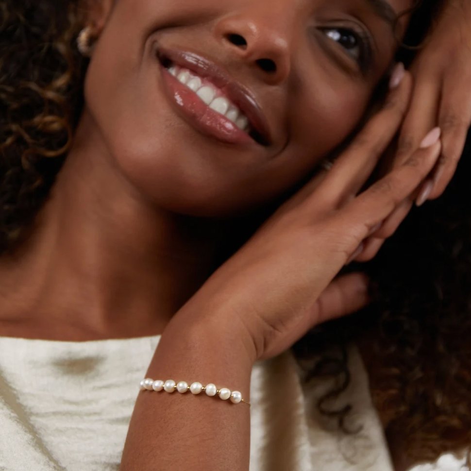 18K Gold-Plated Stainless Steel Freshwater Pearl Bracelet
