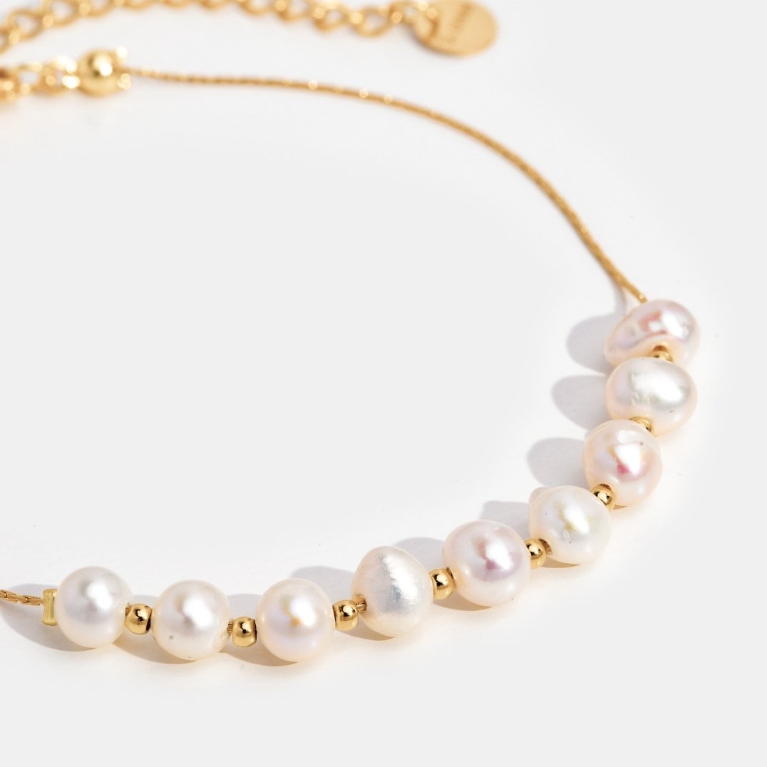 18K Gold-Plated Stainless Steel Freshwater Pearl Bracelet