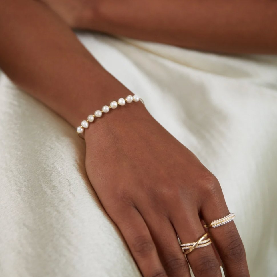 18K Gold-Plated Stainless Steel Freshwater Pearl Bracelet