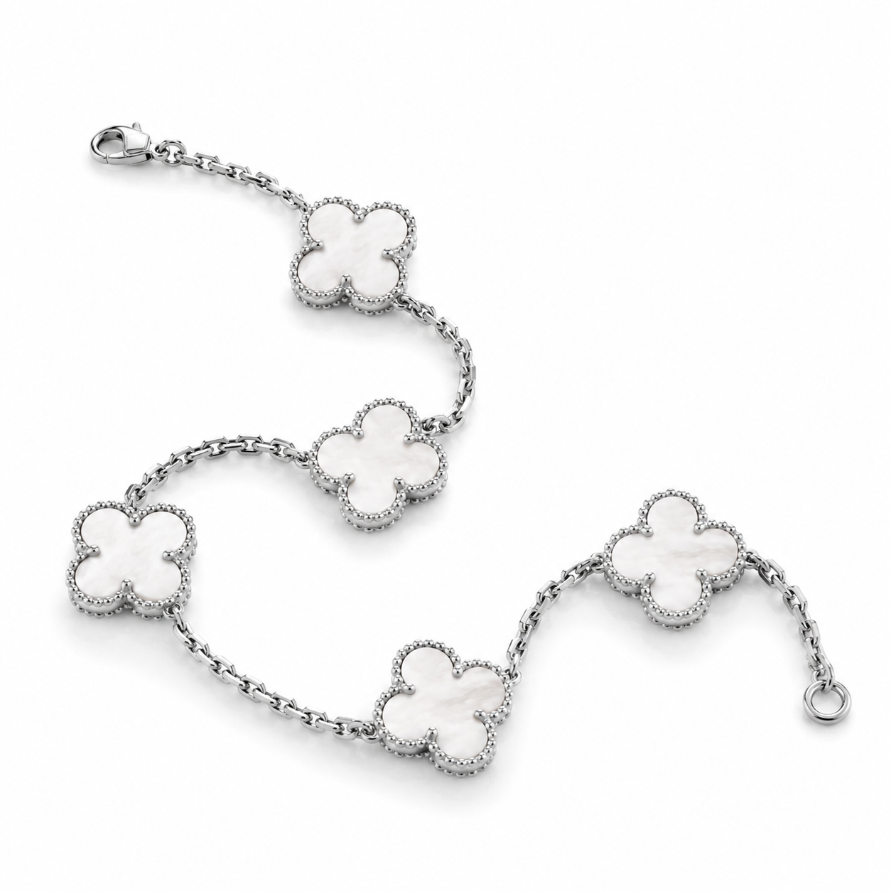 925 Silver,Clover Leaf Bracelet, 18K Gold Plated, 5 Motifs