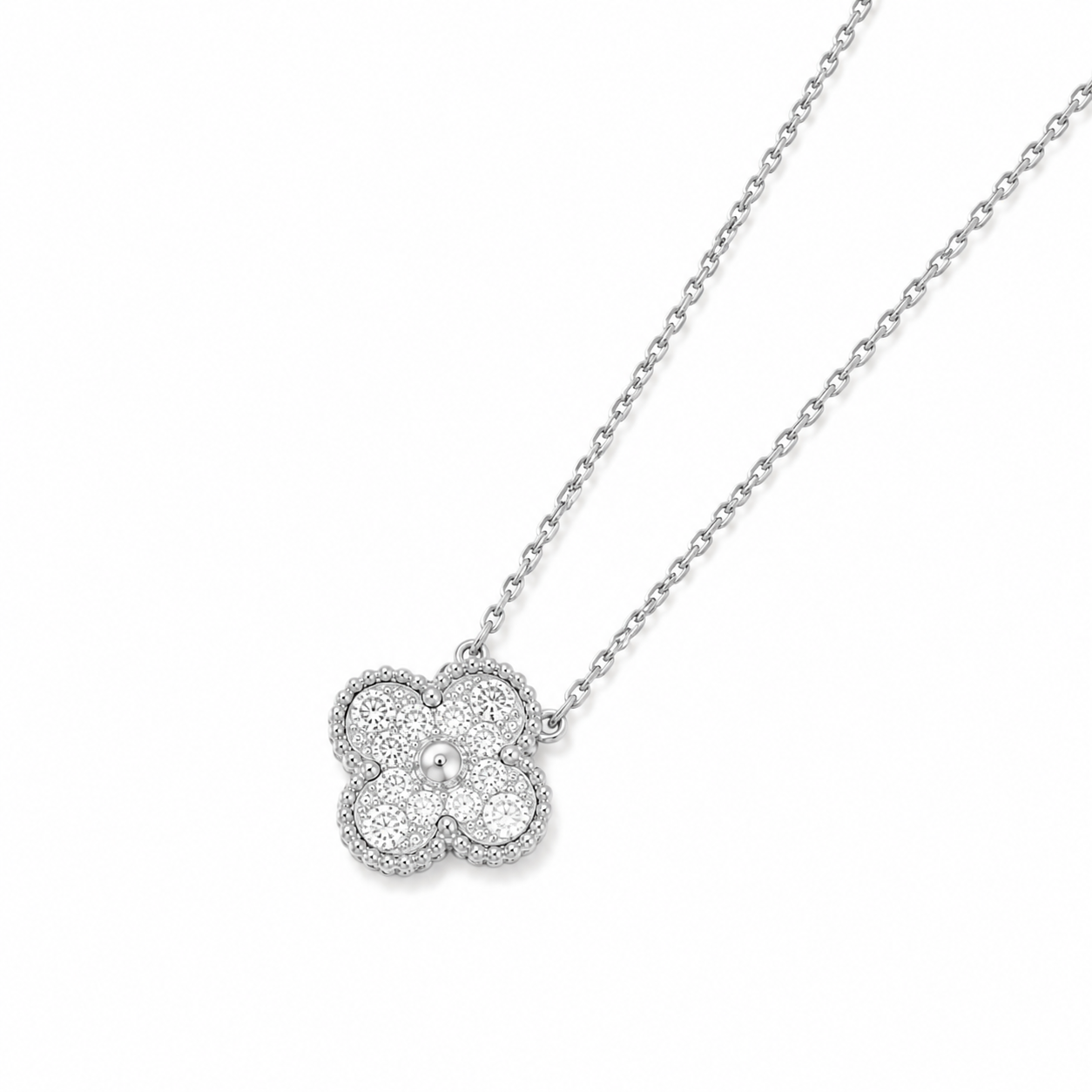 925 Silver, Clover Leaf Necklace, 18K Gold Plated, 1 Motif