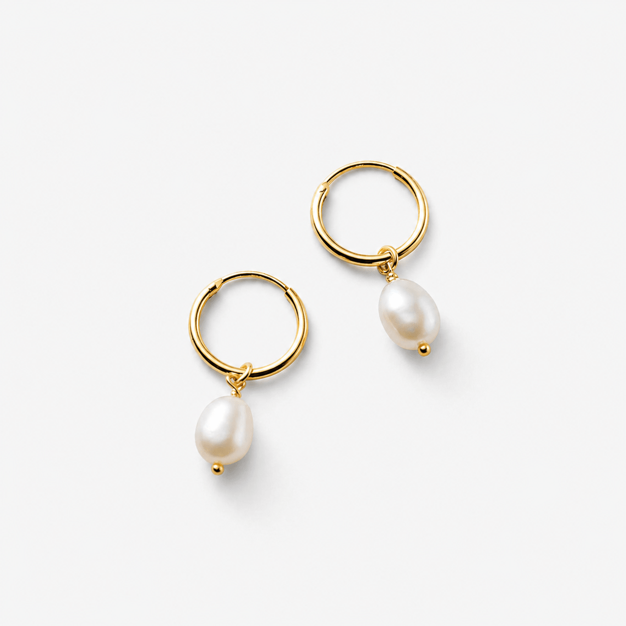 18K Gold-Plated Stainless Steel Freshwater Pearl Hoop Earrings
