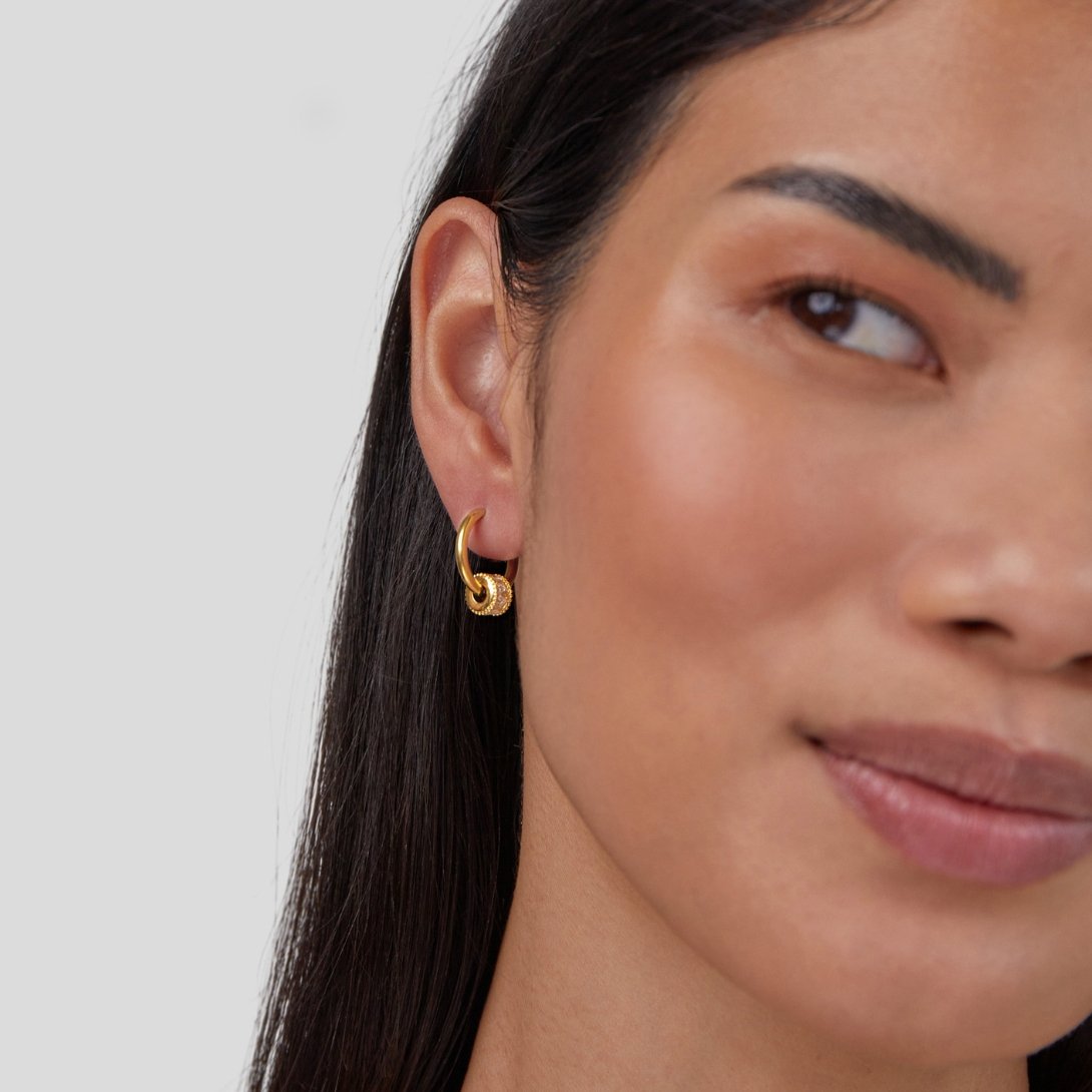 18K Gold-Plated Stainless Steel Crystal Hoop Earrings