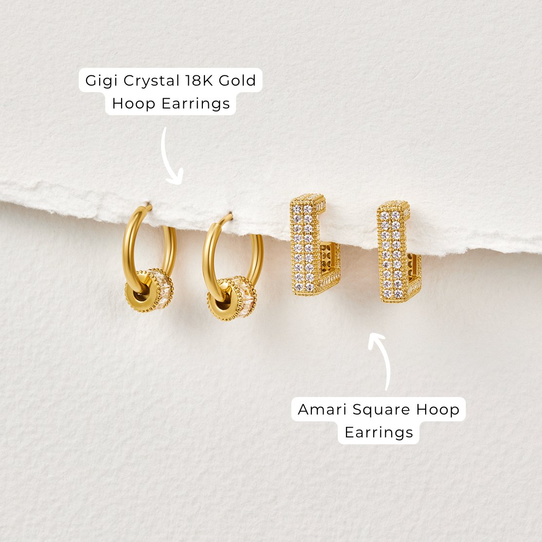 18K Gold-Plated Stainless Steel Crystal Hoop Earrings