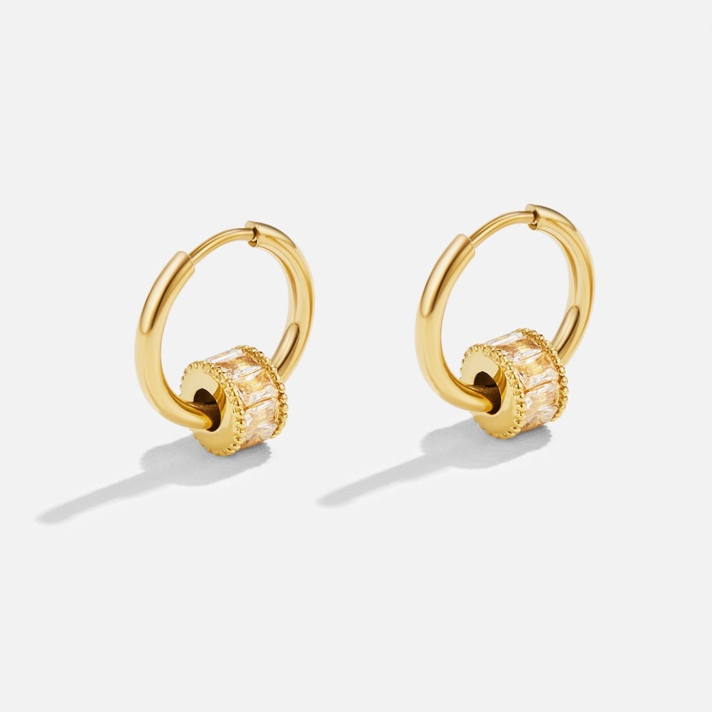 18K Gold-Plated Stainless Steel Crystal Hoop Earrings
