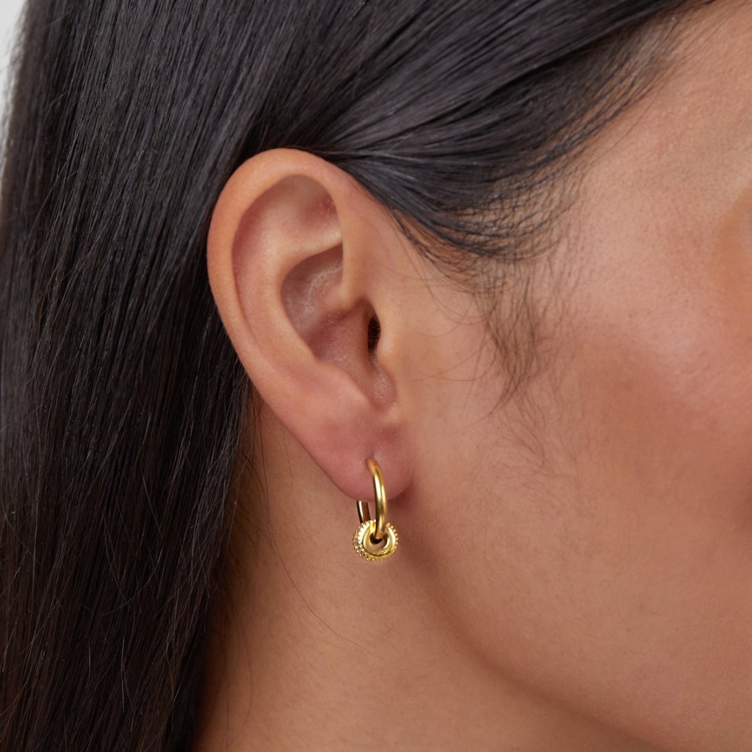 18K Gold-Plated Stainless Steel Crystal Hoop Earrings