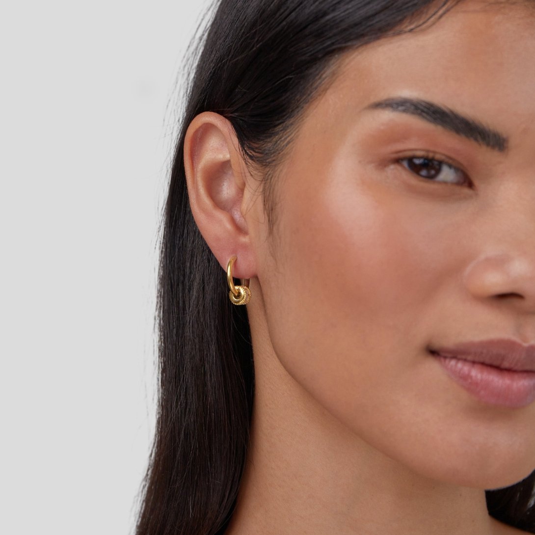 18K Gold-Plated Stainless Steel Crystal Hoop Earrings
