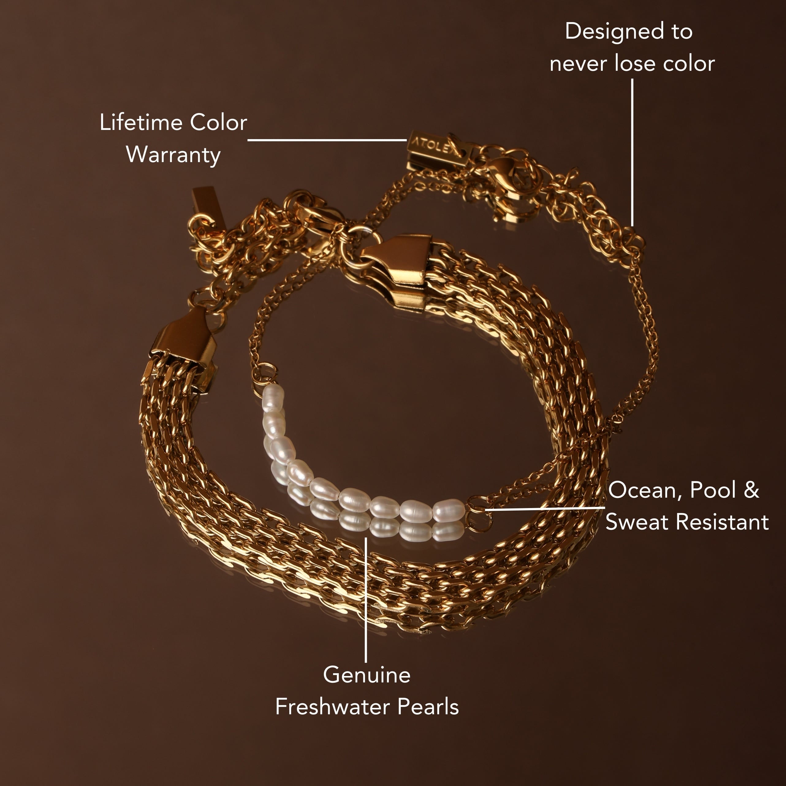 18K Gold-Plated Stainless Steel Mini Freshwater Pearl Bracelet