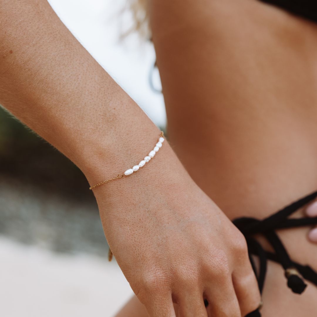 18K Gold-Plated Stainless Steel Mini Freshwater Pearl Bracelet