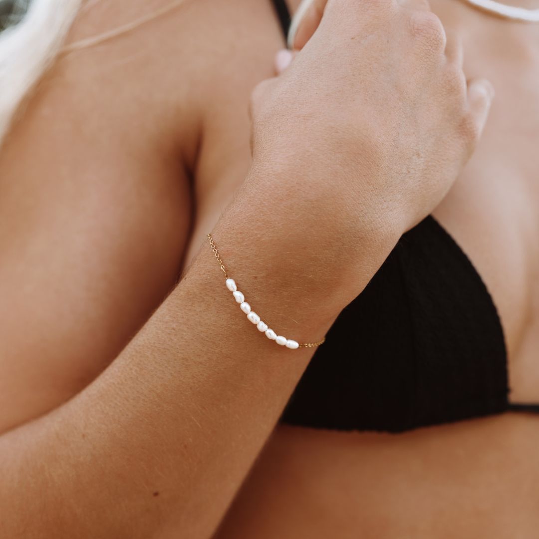 18K Gold-Plated Stainless Steel Mini Freshwater Pearl Bracelet