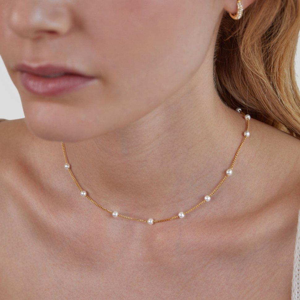 18K Gold-Plated Stainless Steel Pearl Pendant Necklace