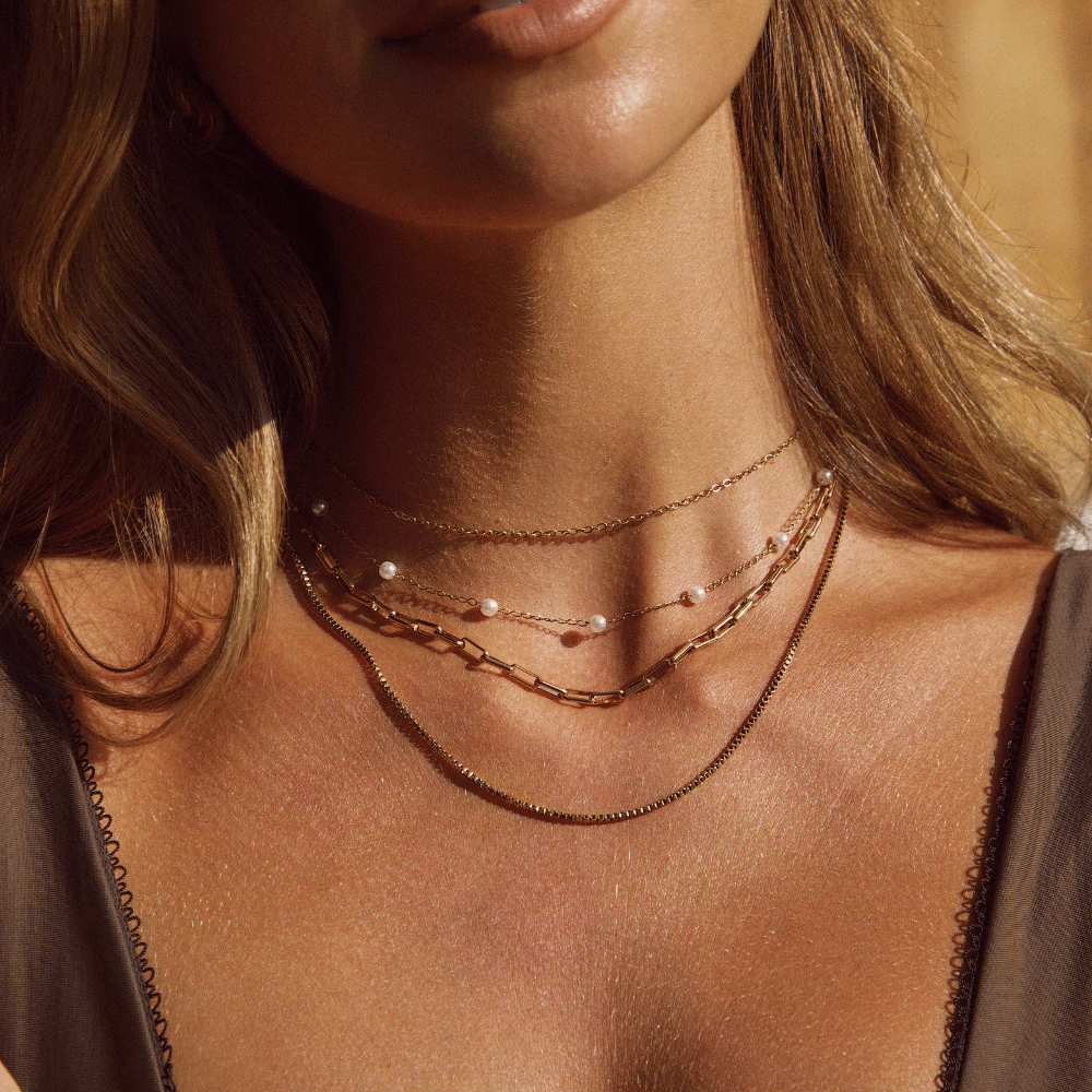 18K Gold-Plated Stainless Steel Pearl Pendant Necklace