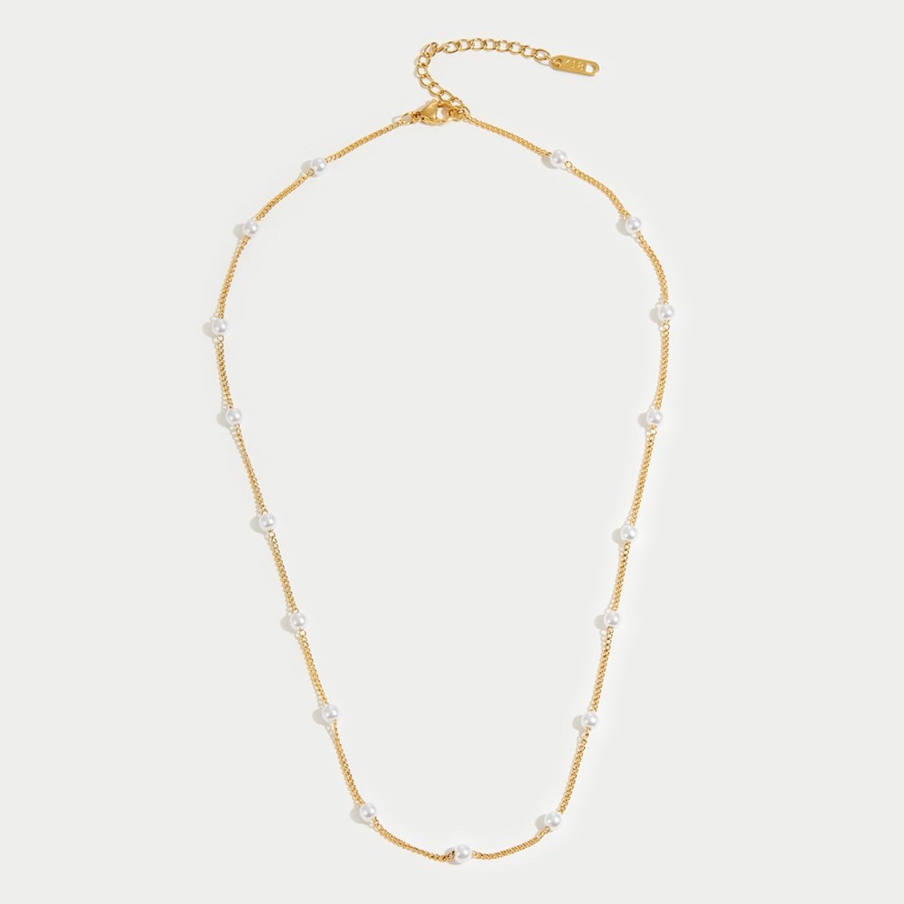 18K Gold-Plated Stainless Steel Pearl Pendant Necklace