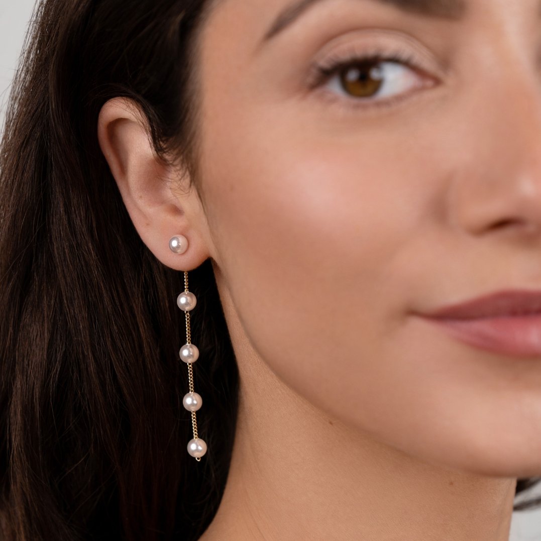 18K Gold-Plated Stainless Steel Pearl Drop Earrings