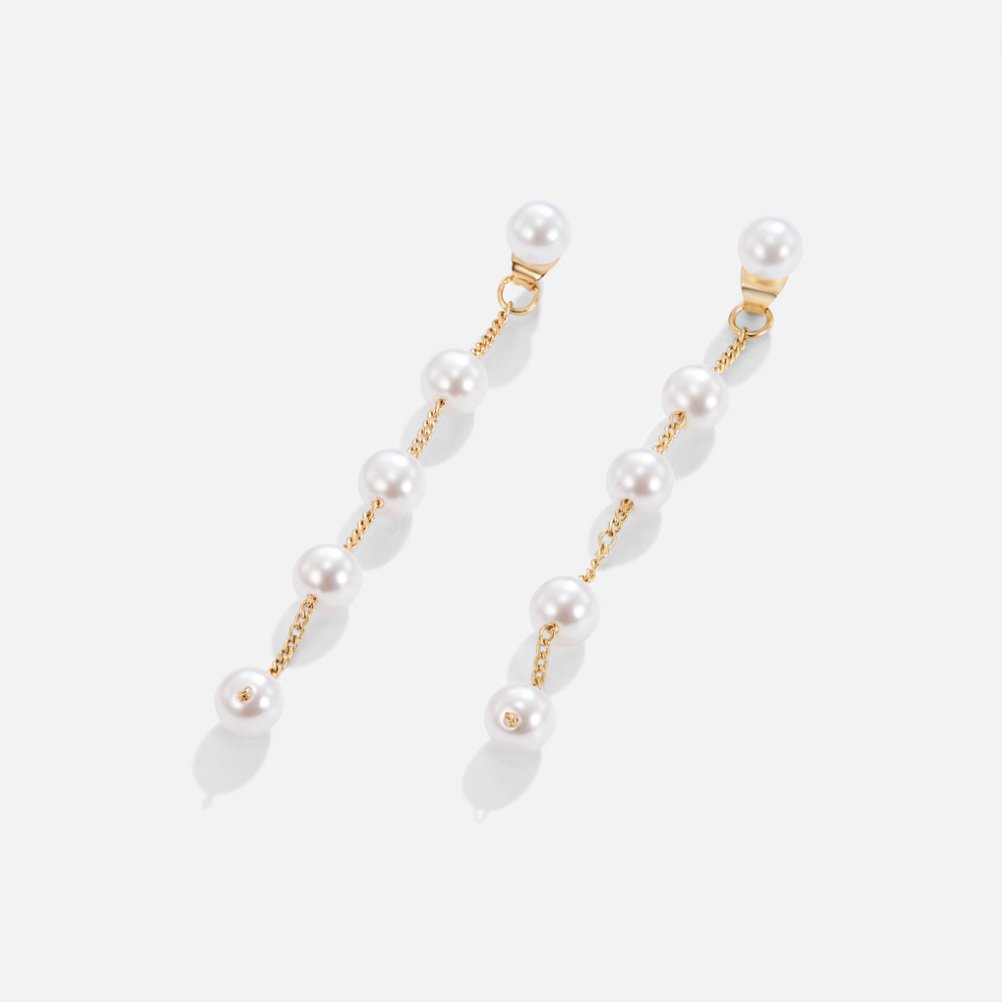 18K Gold-Plated Stainless Steel Pearl Drop Earrings
