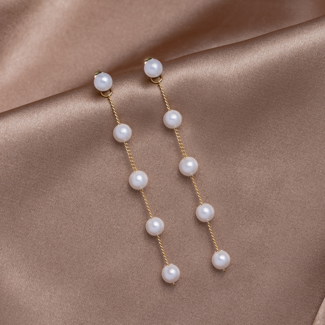 18K Gold-Plated Stainless Steel Pearl Drop Earrings