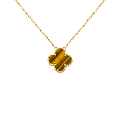 Clover Motif Pendant Necklace, Sterling Silver, 18K Gold Plated, 1 Large Motif - Symbol of Luck & Elegance