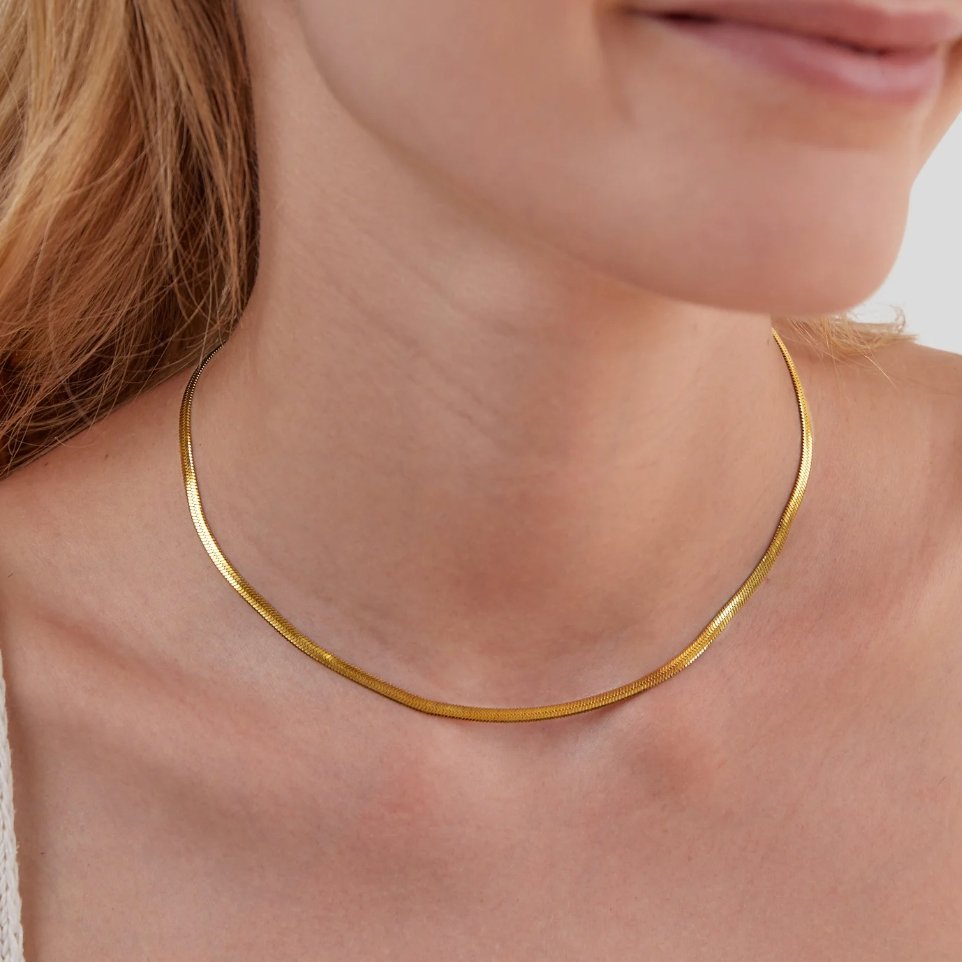 18K Gold-Plated Stainless Steel Snake Chain Necklace