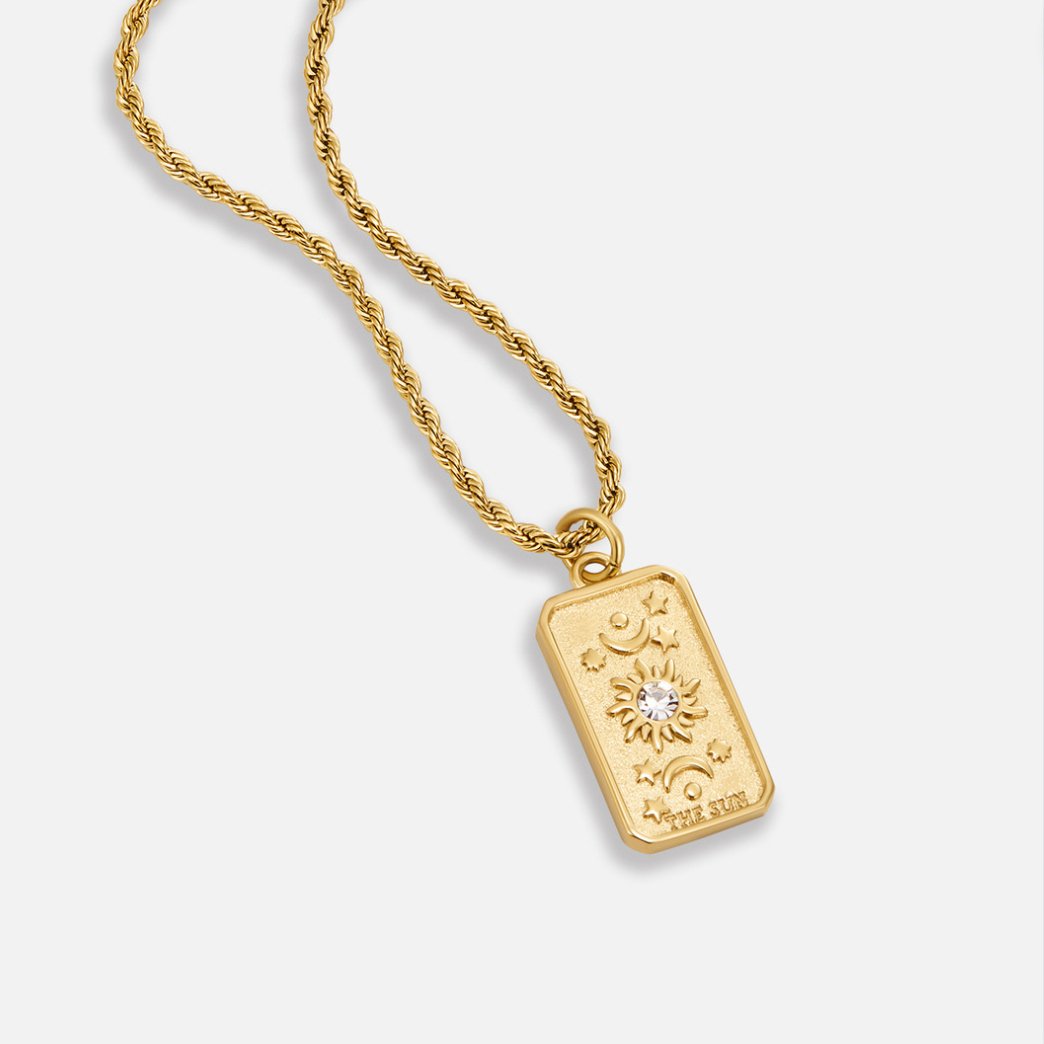 18K Gold-Plated Stainless Steel Tarot Sun Pendant Necklace