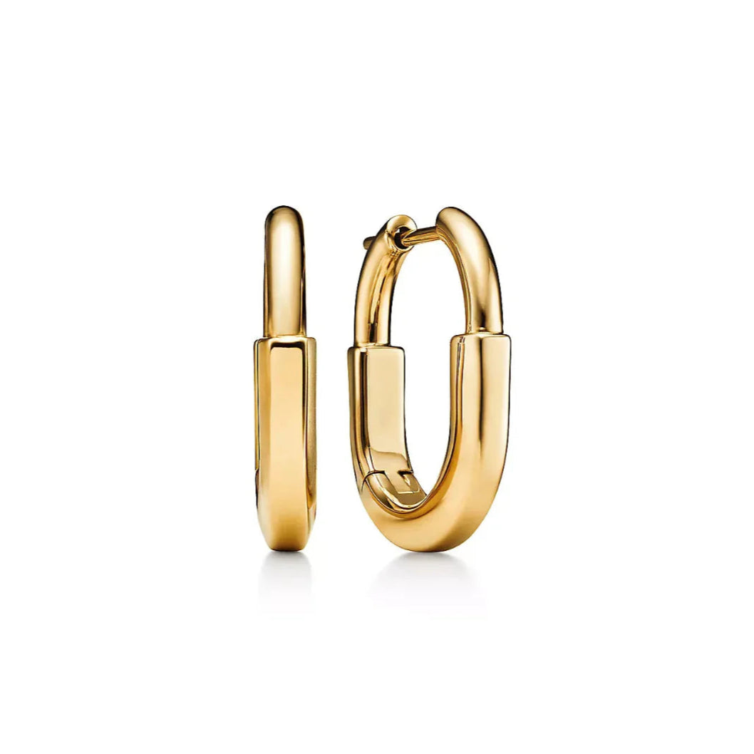 Lock Small Yellow Gold Earrings