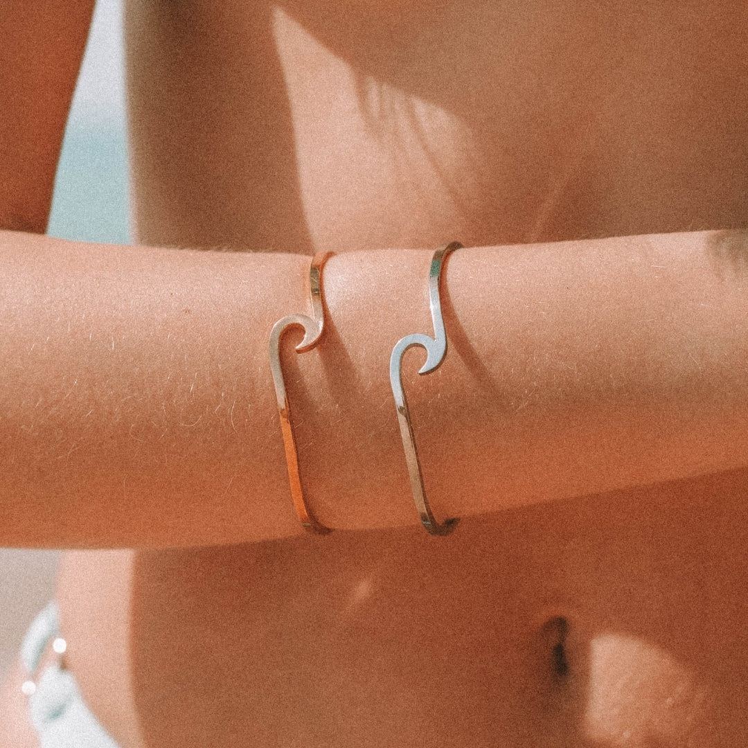 18K Gold PVD & Silver-Tone Stainless Steel Wave Bracelet
